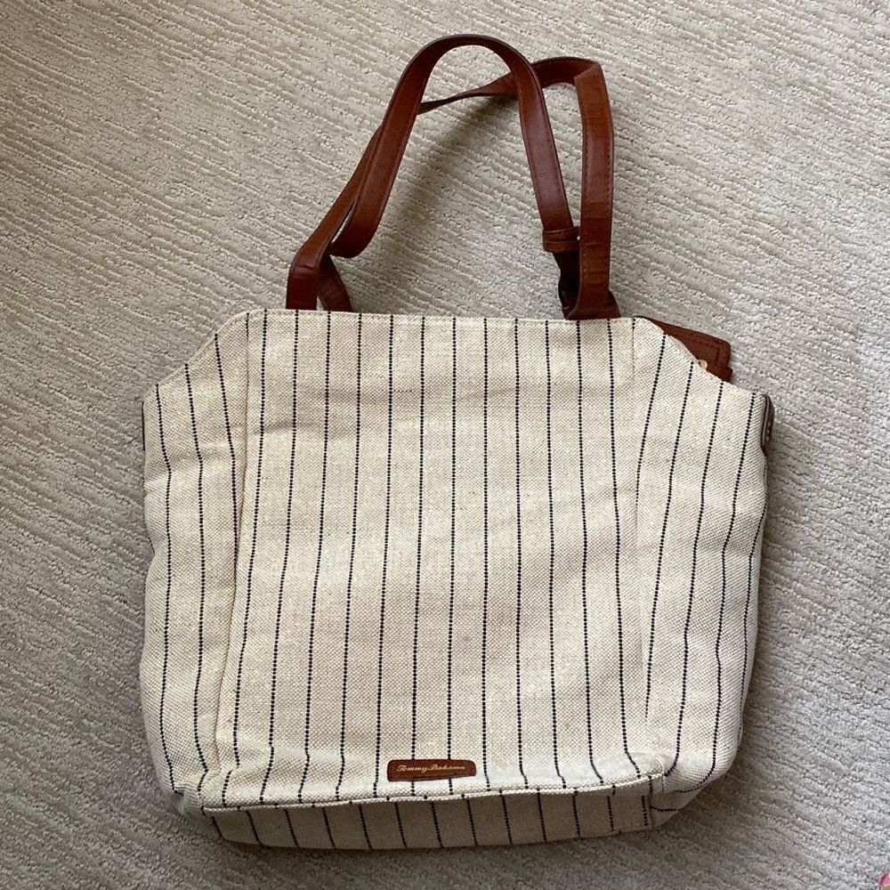 Tommy Bahama Beige Striped Purse/Tote - Picture 5 of 11